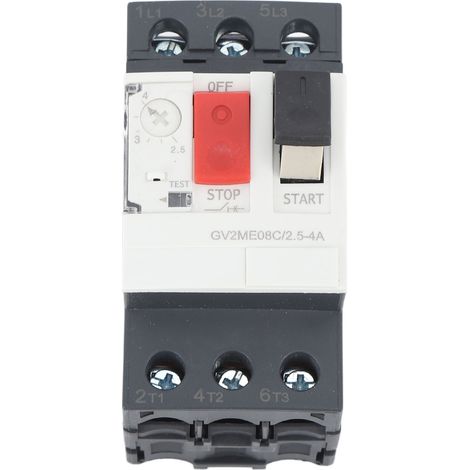 Disjoncteur moteur, démarreur moteur, interrupteur de protection, 690 V CA, bouton de démarrage manuel, protection contre les surcharges, montage sur rail, GV2-ME08C 2,5-4 A (1/5)