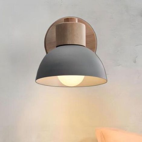 – Applique murale vintage en bois gris – Lampe murale E27 pour chambre, salon, escalier – Design rétro industriel (1/5)