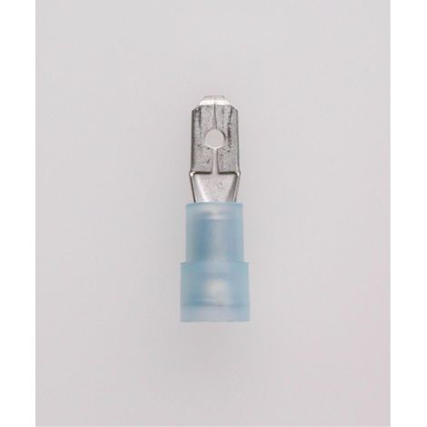 Flachstecker, Steckgröße 4,8 x 0,8mm isoliert, mit Isolationscrimp, ohne Rastzunge Querschnitt 1,5mm² - 2,5mm² blau, transparent - 1 Stück