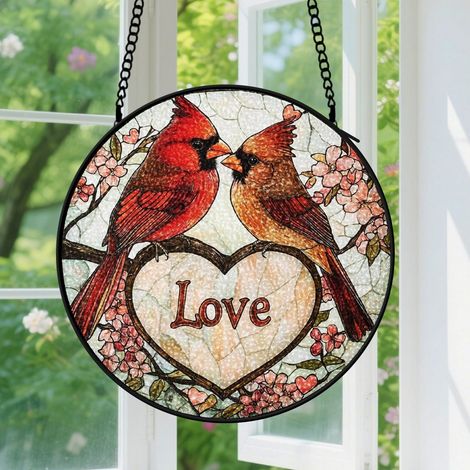 30cm Suspension en Vitrail Artistique, Attrape-Soleil Minimaliste Élégant pour Porte Fenêtre, Cadeau Anniversaire, Noël pour Famille (1/5)