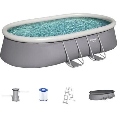 Bestway Fast Set Pool Aufstellpool Grau 488x305x107 cm