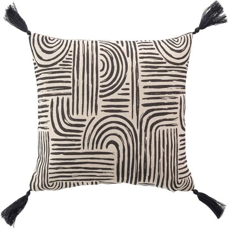 Coussin a pompons 45 x 45 cm Pandora noir (1/3)