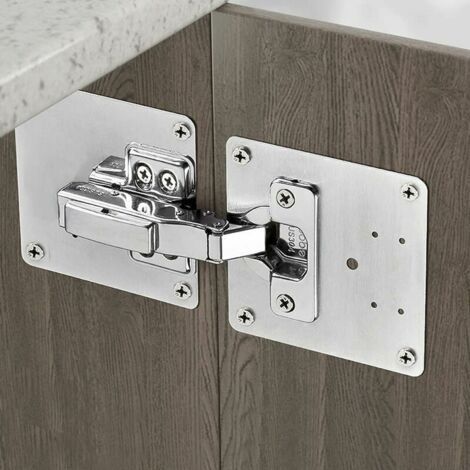 Partial Hinge Repair Plate with Hole, Furniture Hinge Repair Plate with Screws, Stainless Steel Hinge Repair Kit (1/5)