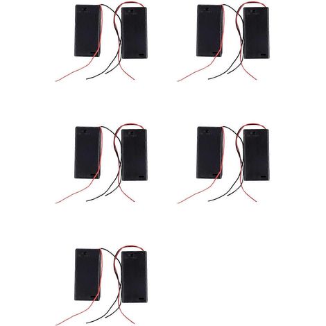 Lot de 10 boîtiers porte-piles 2 x 3 V avec interrupteur marche/arrêt et couvercle. (1/5)