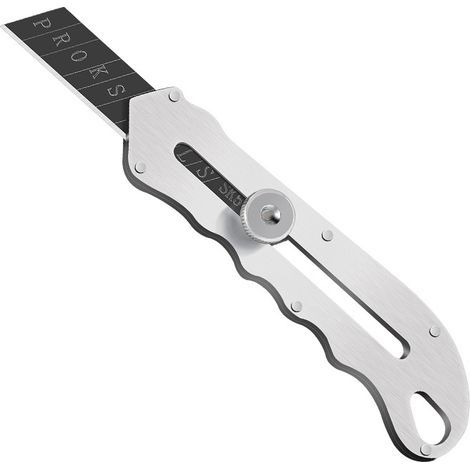Couteau multifonction robuste en acier inoxydable, rétractable 18mm lame en acier noir cassette Cutter couteau à tapis pour carton, corde, vinyle (1/5)