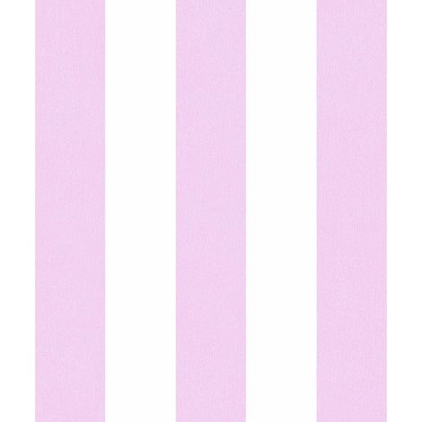 Papier peint chambre fille rose & blanc avec rayures Tapisseries rayures violet clair & blanc chambre enfant Papier peint intissé chambre bébé (1/4)