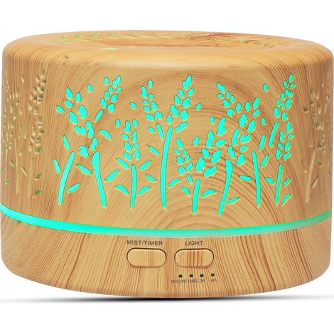 Diffusor für ätherische Öle, 500 ml, Aromatherapie-Diffusor, wasserloser Luftbefeuchter – automatische Abschaltung, 7-Farben-LED, ideal für Wohnzimmer