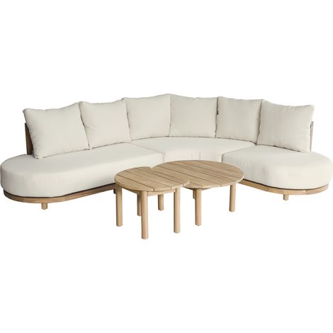 Gartenmöbel 5-Sitzer aus Akazienholz und Kissen beige LAGOA