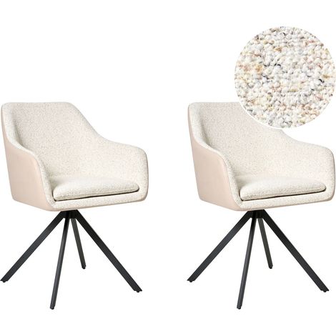 Set di 2 sedie per sala da pranzo imbottite Boucle Beige Chiaro Lithia