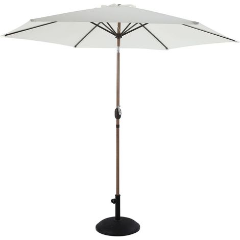 Axi Noor Parasol À Mât Central Rond, Ø 300 Cm, En Acier, Aspect Chêne/Beige - Pied De Parasol Inclus  Pour Le Jardin / Terrasse Avec Structure Thermolaquée  Pliable