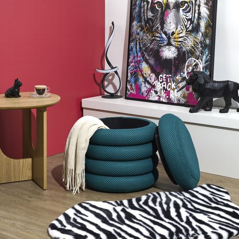 Pouf - HOME DECO FACTORY - Rangement - Pratique - Léger - Bleu