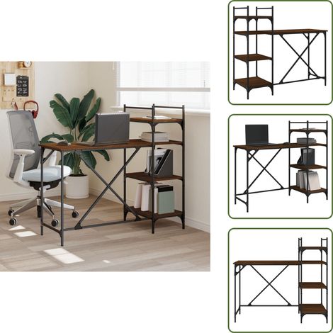 Scrivania con scaffali - vidaXL Scrivania per Computer con Scaffali Rovere Marrone 120x47x109cm - Scrivania in legno