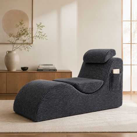 Poltrona relax ergonomica in velluto a coste OKMYHOME (1/5)