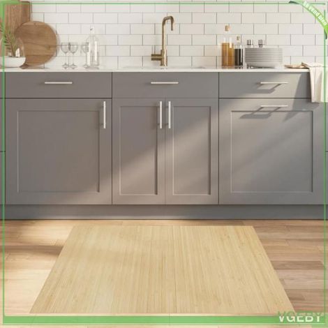 376801 Tapis rectangulaire naturel clair 100x100 cm bambou (1/5)