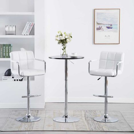 vidaXL Taburetes de cocina 2 unidades cuero sintético blanco (1/5)
