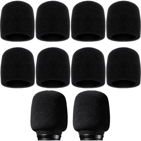 Lot de 8 microphones anti-vent en éponge - Protection contre le vent - Universel - Épais - Pour microphone à main - Anti-poussière - En mousse - Pour karaoké, fête de famille (1/5)