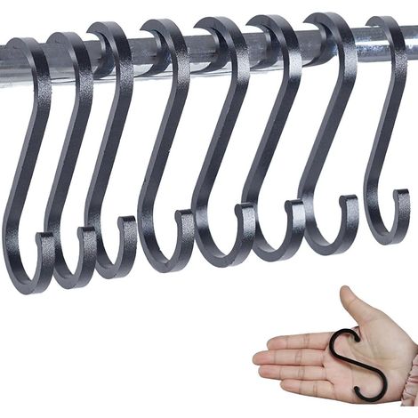 Filiyano-Lot de 10 crochets plats en S, robustes et multifonctionnels, pour la cuisine, les vêtements, les plantes et les outils de jardinage. En (1/5)