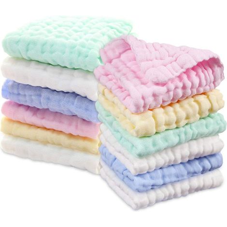 6pcs Bébé Gants de toilette, Serviettes de bain Bébé/Doux Bébé nouveau-né les tissus du visage (1/4)