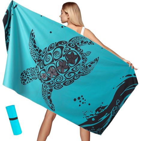 Grande serviette de plage en microfibre 100 x 200 cm, résistant au sable, séchage rapide XXL, pour plage, gym, voyage (1/5)