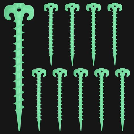 Piquets de Tente Lumineux Sol Tacks Camping en Plein Air Pêche Auto Spirale Crochet 7.8inch 10 Pcs 20cm (1/4)