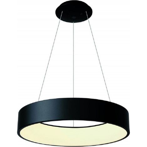 TrAdE Shop Traesio - Lampada Sospensione Led 60w Cct Pendente Cerchio Lampadario Moderno Luce 230v 80cm - Nero