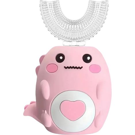 Brosse à dents électrique en forme de U pour enfants, brosse à dents sonique automatique à 360° avec 3 modes de nettoyage, étanche IPX7, design dinosaure de dessin animé pour anguille-AquaForge