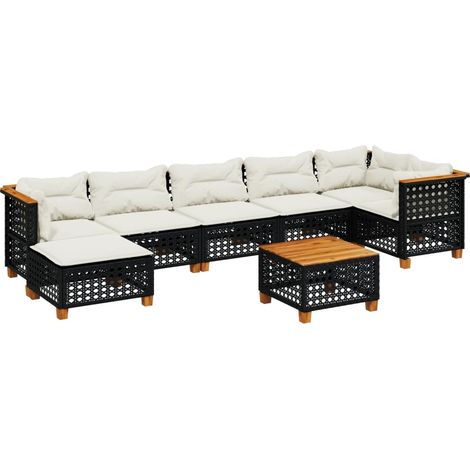 vidaXL Cuscini da seduta - Set Divani da Giardino con Cuscini 8 pz Nero in Polyrattan (1/5)