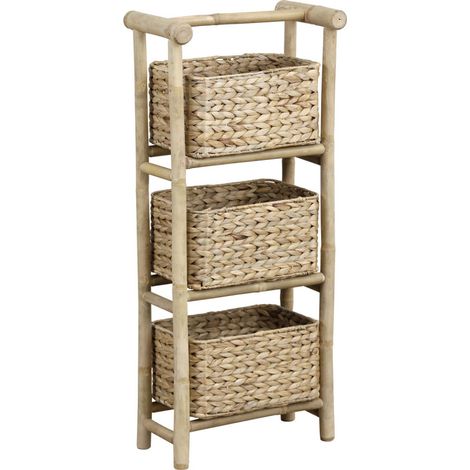 Etagère canne de bambou 3 paniers jacinthe (1/3)