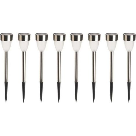OSE – Lot de 8 bornes solaires tulipes blanches – Dimensions 5,5 cm x 36 cm – LED blanche – Batterie Ni-MH 1,2V 40mAh