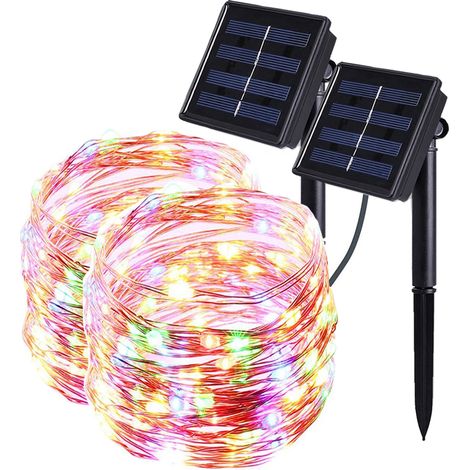 Modes Solaire LED Lumière Extérieure Festoon Lampe Jardin Fée Guirlande Lumineuse Étanche Noël Cour 200 LED 2Pcs 20 m Multicolore (1/5)