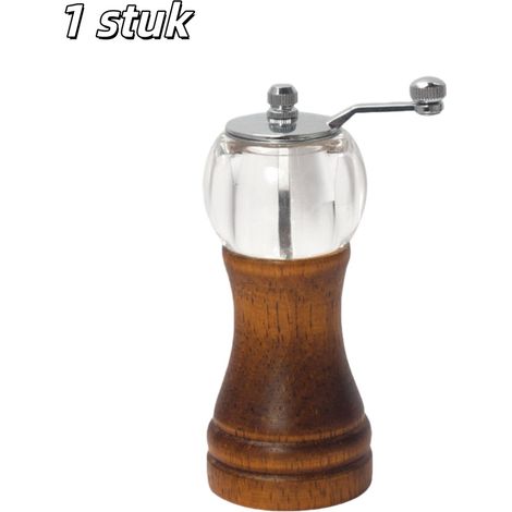 salière et poivrière ensemble moulin à sel et à poivre bois moulin à action manuelle avec fenêtre transparente broyeur en céramique réglable taille 13 cm marron 1 pièce (1/5)