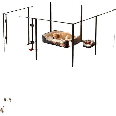 Parque para perros, construcción de acrílico y aluminio de alta calidad, diseño interactivo, 122x122x61cm (1/2)