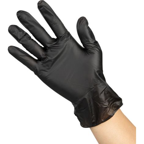 Gants vinyle non poudrés noirs XL (lot de 100) - Hygiplas (1/4)