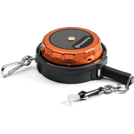 Husqvarna – Mètre déroulant en acier 20 m – Ruban gradué pour travaux forestiers – Crochet en bois – Système de verrouillage (1/2)