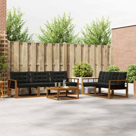 vidaXL Outdoor-Sofagarnitur mit Kissen 6 pcs Natürlich und Schwarz (1/5)