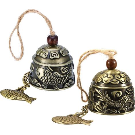 Carillons Éoliens Vintage, 2 Cloches Feng Shui Classiques Chinoises en Métal, Ornement Suspendu pour Jardin (Deux Styles) (1/5)