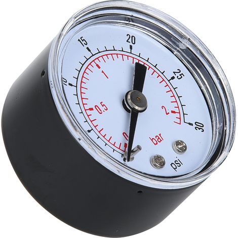 Mechanisches Manometer für Luft, Öl und Wasser, 1/8 Zoll BSPT-Rückanschluss (0-30 psi 0-2 bar) (1/5)