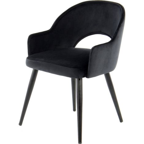Set di 2 sedie Joris in velluto blu con gambe nere (1/3)