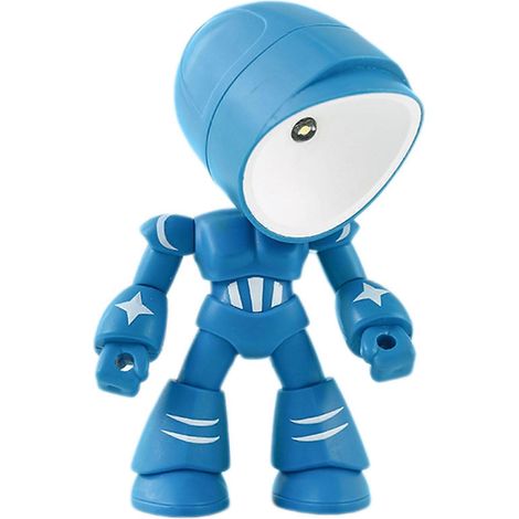 Veilleuse robot pour chambre d'enfant, mignonne, rechargeable par USB, lampe de bureau LED douce pour les yeux, décoration esthétique pour chambre d'enfant et dortoir, bleue (1/5)