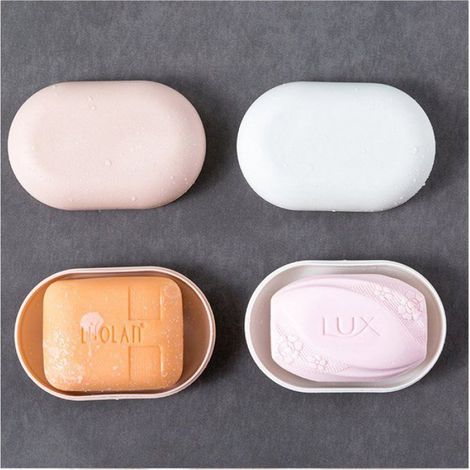 Lot De 3 Boîtes À Savon Avec Couvercle, Plastique PP 11x7x3 cm, Égouttoir Strié, Voyage Salle De Bain Cuisine (1/4)