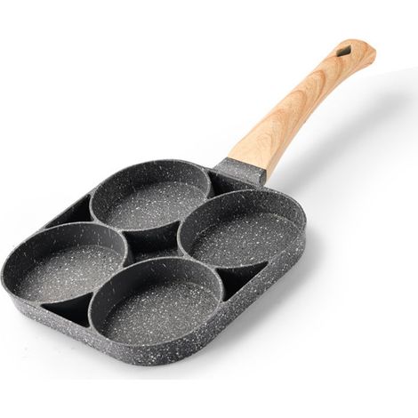 Poêle à crêpes 4 tasses, compatible gaz et induction, en pierre médicale universelle, antiadhésive, pour la cuisson des œufs. (1/5)