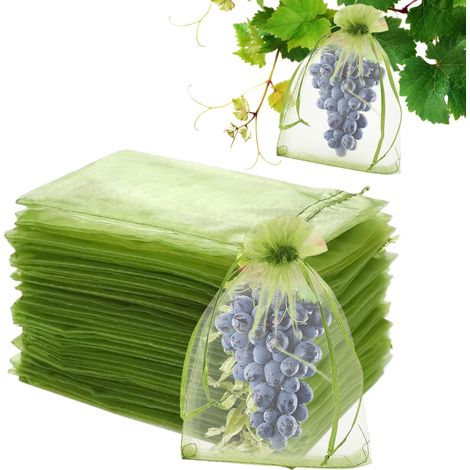 50 Sachet Protection Raisin 17 x 23 cm Vert Sachets Protection Raisin avec Cordon de Serrage Sacs de Protection Fruits Filets de Jar (1/5)