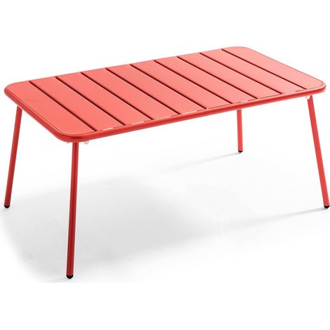 Table basse de jardin acier rouge 90 x 50 cm - Palavas