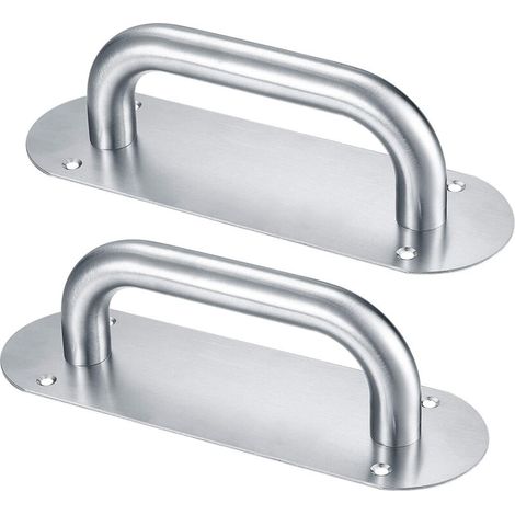 2 Pcs Poignée de Porte Coulissante,Poignées de Porte à Pousser en Acier Inoxydable,Traction de Poignée d'Armoire avec Plaque Arrière pour les Portes de Grange Placard Jardin(200x 65mm/Oval) (1/5)