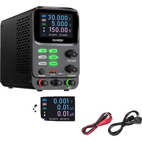 Fuente de alimentación ajustable, función de doble curva, pantalla de 5 dígitos, 30 V 5 A, enchufe europeo de 220 V. (1/2)