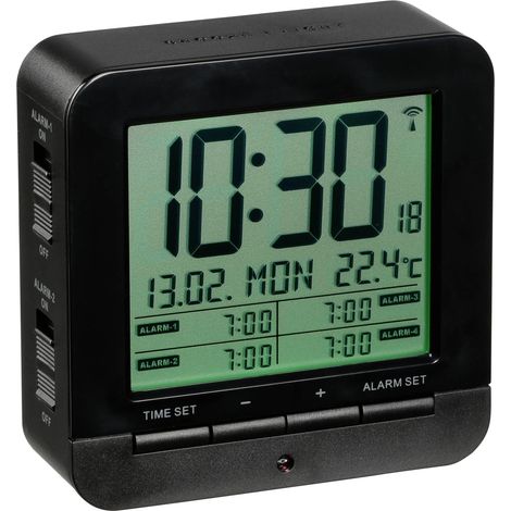 TFA-Dostmann 60.2536 Reloj despertador digital Negro