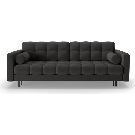 Canapé convertible + box 3 places en tissu structurel gris foncé (1/5)
