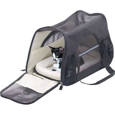 Sac de transport pour animal - SweetyPet - Taille M - Pour chat et petit chien - Noir (1/4)