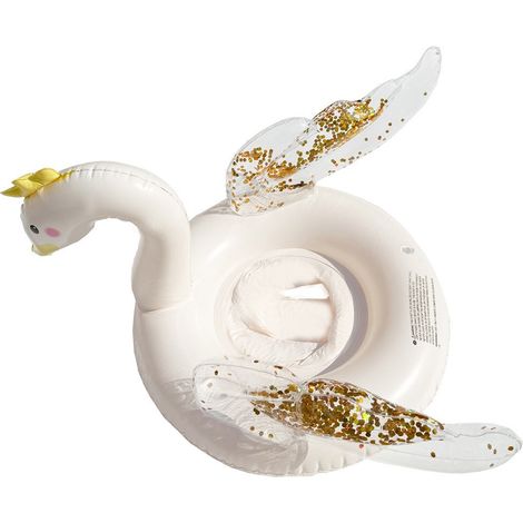 Bouée gonflable pour bébé en forme de sirène, avec volant, support récréatif pour une utilisation surveillée dans l'eau.-AquaForge (1/5)