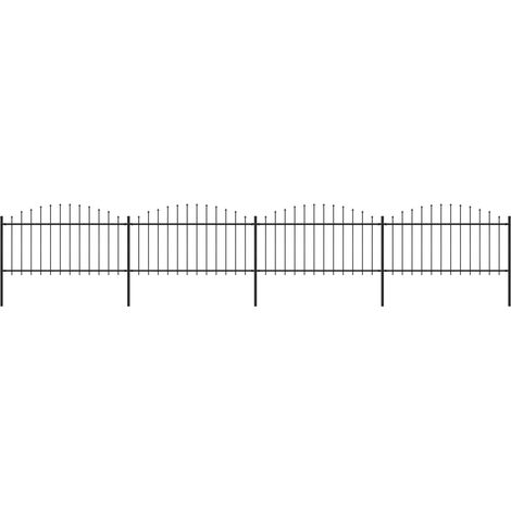 FIMEI Clôture de jardin à dessus en lance Acier (1,25-1,5)x6,8 m Noir (1/5)